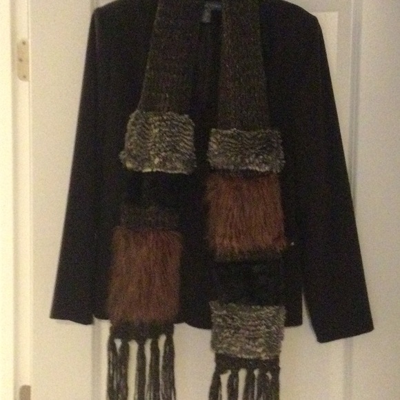 Patchwork fur tasseled scarf - Picture 2 of 7